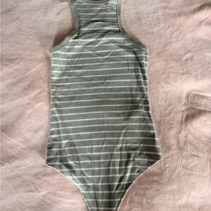 Striped Gray & White One-Piece Bodysuit